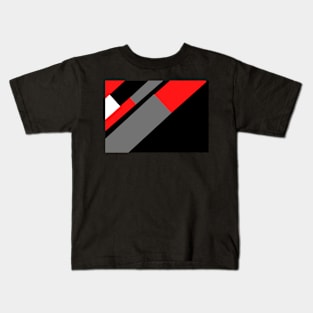 Red, Black, and White and Grey Pattern Kids T-Shirt